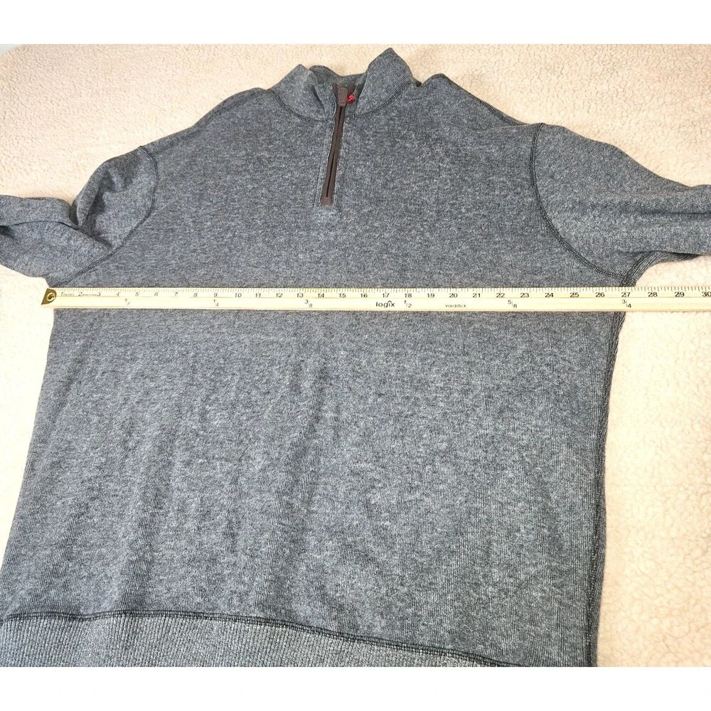 Cremieux 2XT Quarter Zip Sweater‎ Gray Cotton Pullover Elbow Patch Reversible